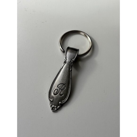 Handmade Monogram “R” Keychain Vintage Spoon Silverware - Picture 2 of 5